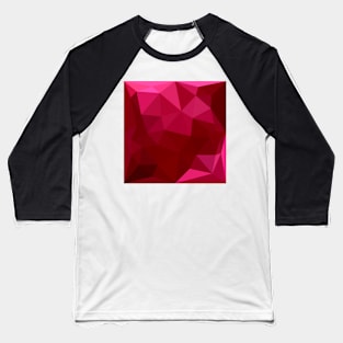 Firebrick Red Abstract Low Polygon Background Baseball T-Shirt